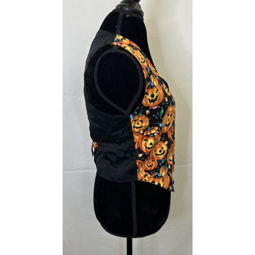 Vintage 111 Main Black Pumpkin Halloween Jack-O-Lantern Vest Size Medium Charity - Picture 2 of 9